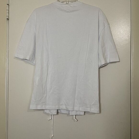 NEW! SPORTMAX PEPLO WHITE CORSET LACEUP CREW NECK TSHIRT SIZE SMALL $310 - Picture 9 of 11